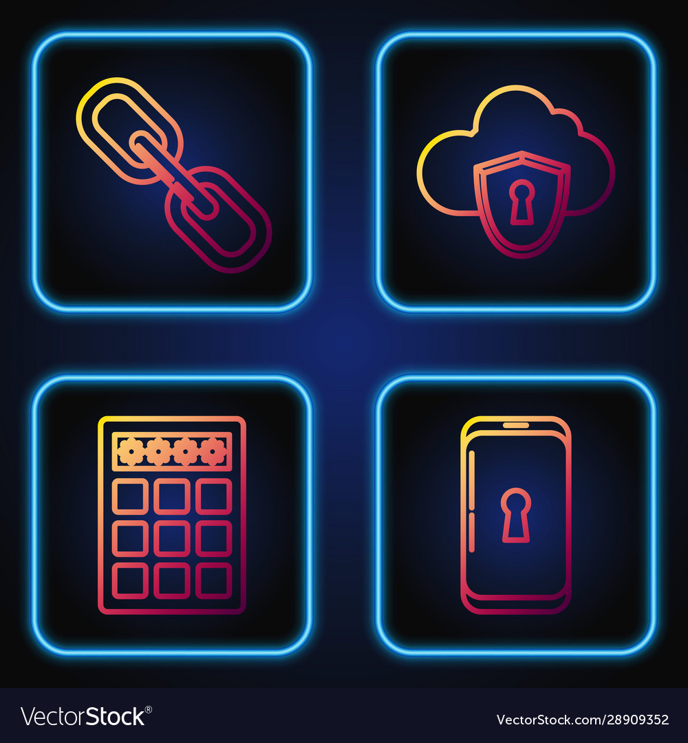 Set line smartphone with lock password vector image Set line smartphone with lock password