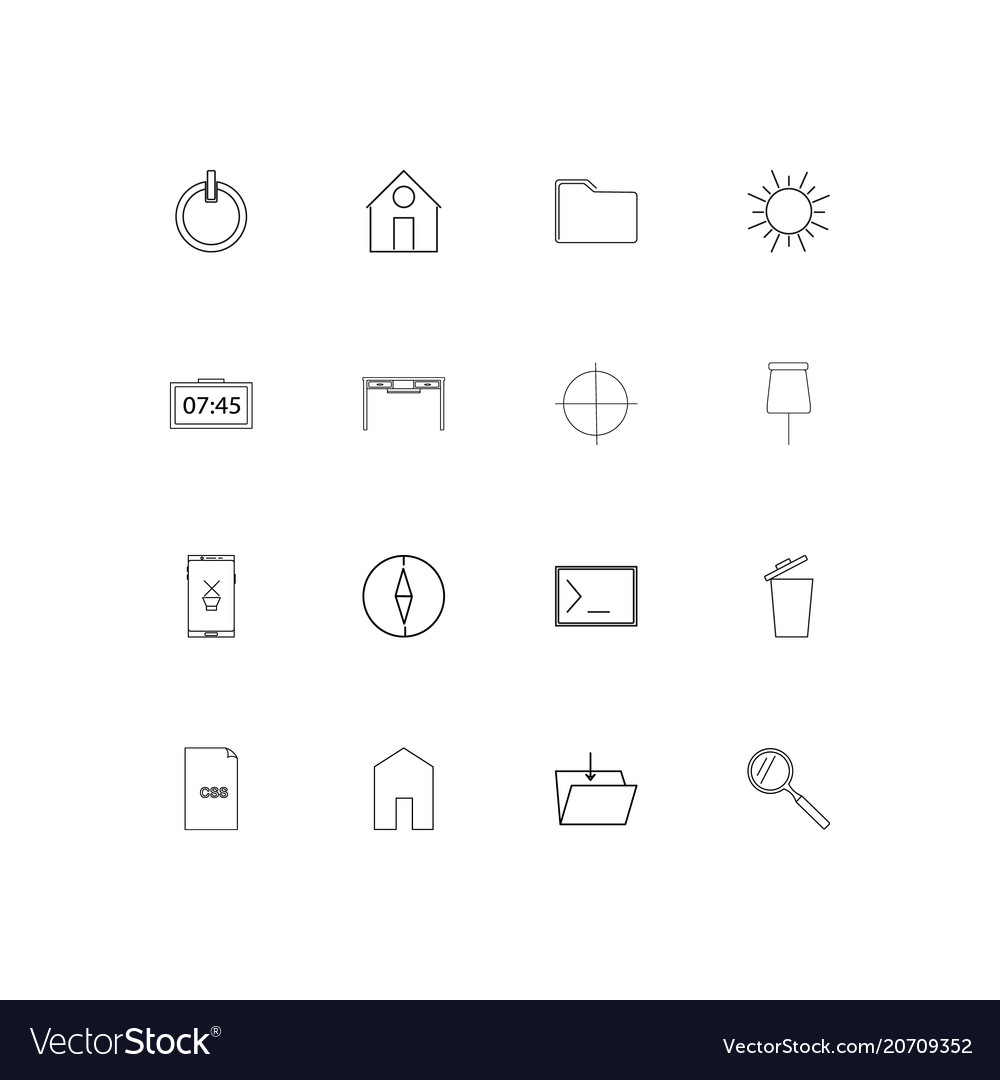 Signs and symbols simple linear icons set