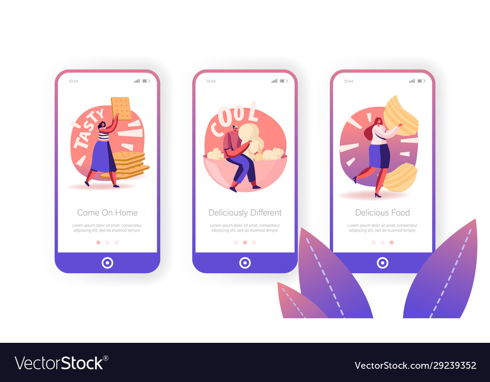Snack and fast food mobile app page onboard screen