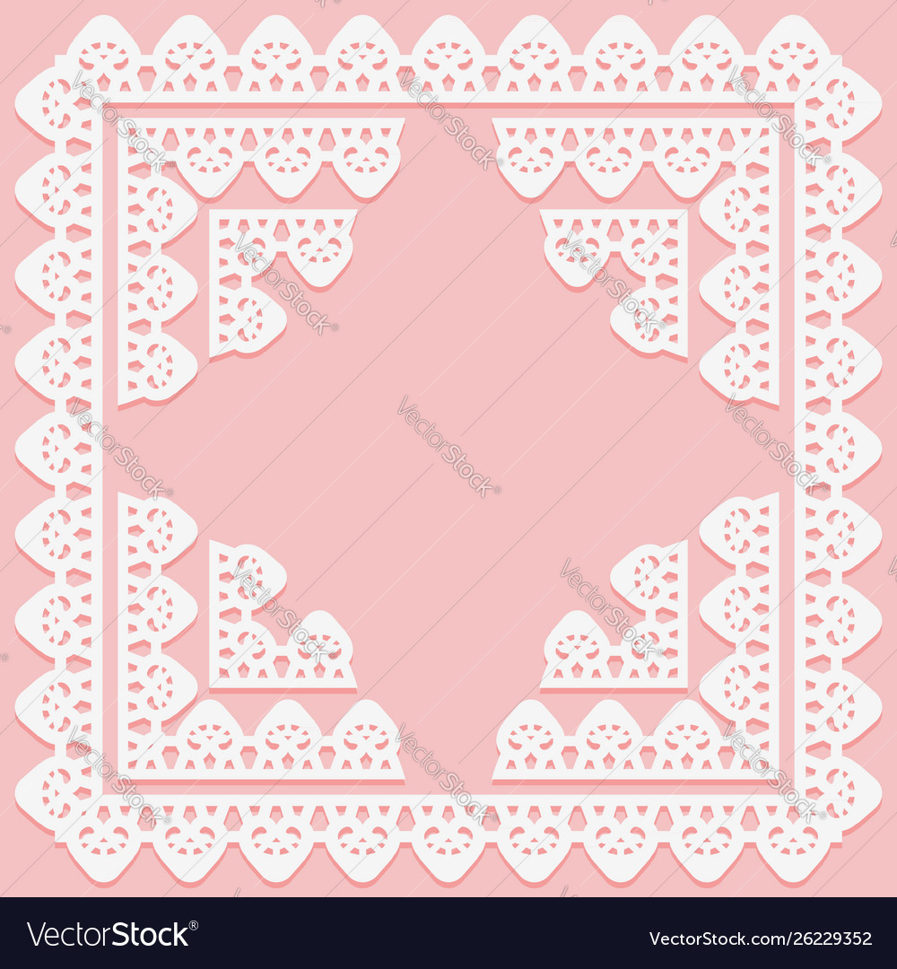 Square frame with lace pattern on edge and corner Vector Image Square frame with lace pattern on edge and corner