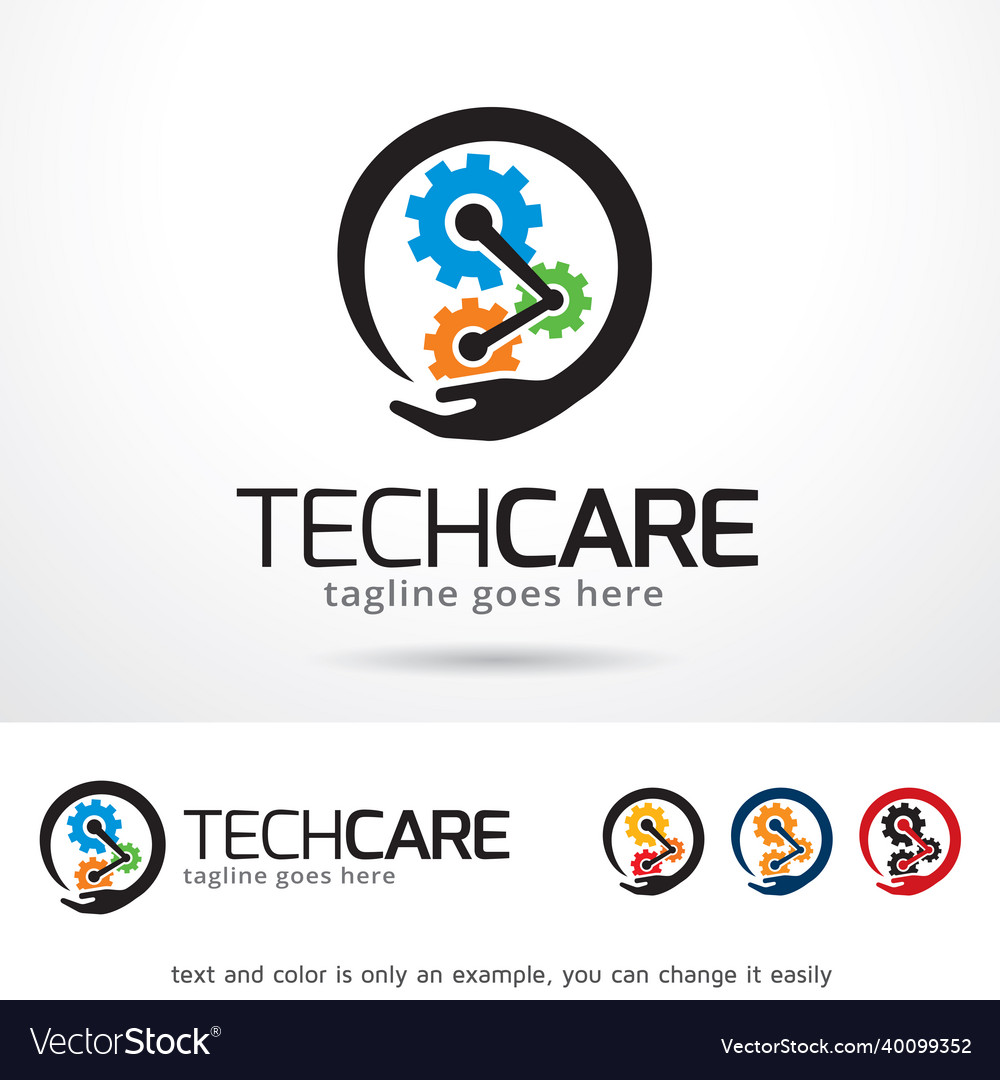 Tech care logo template Royalty Free Vector Image