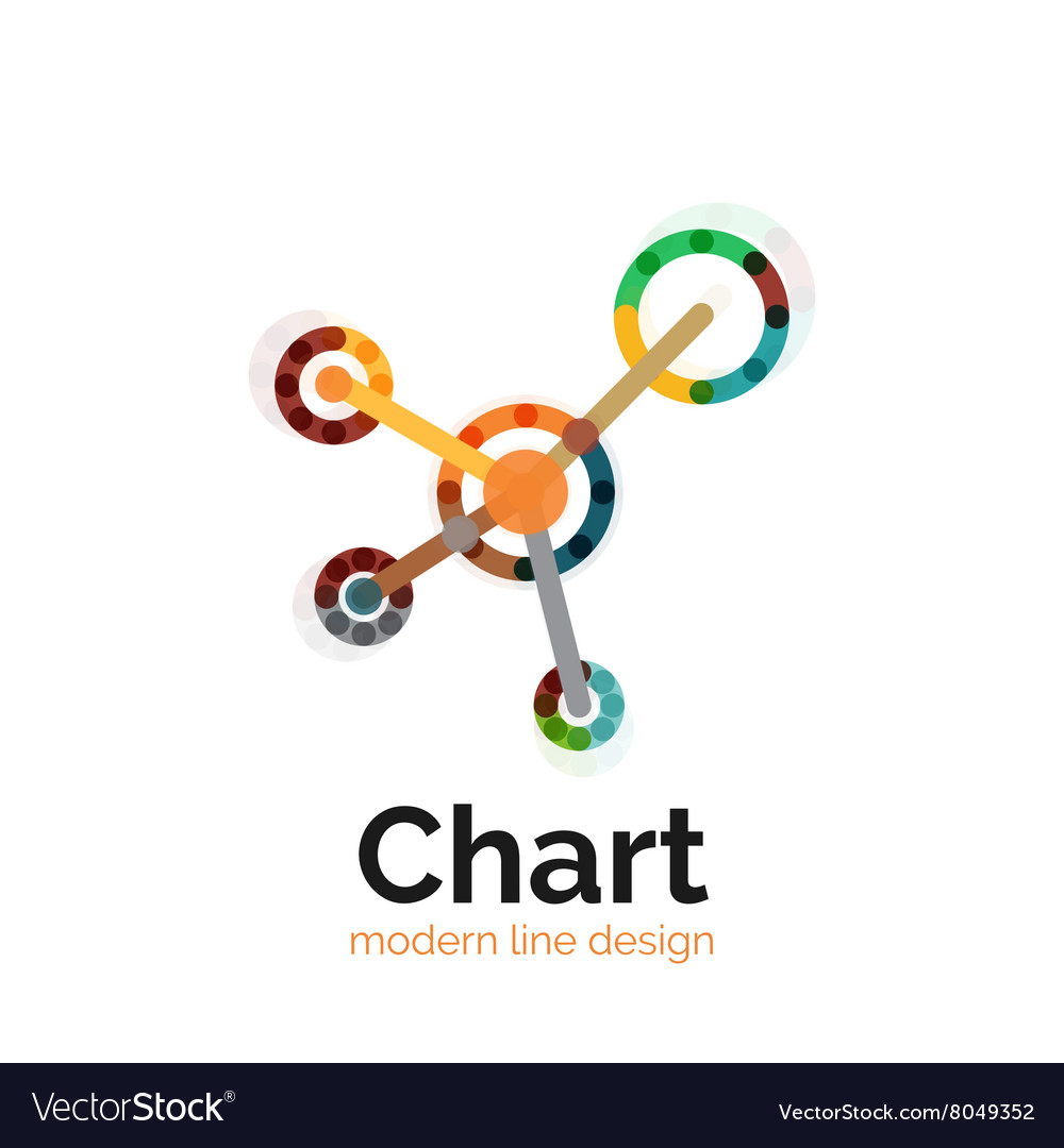 Thin line chart logo design graph icon modern
