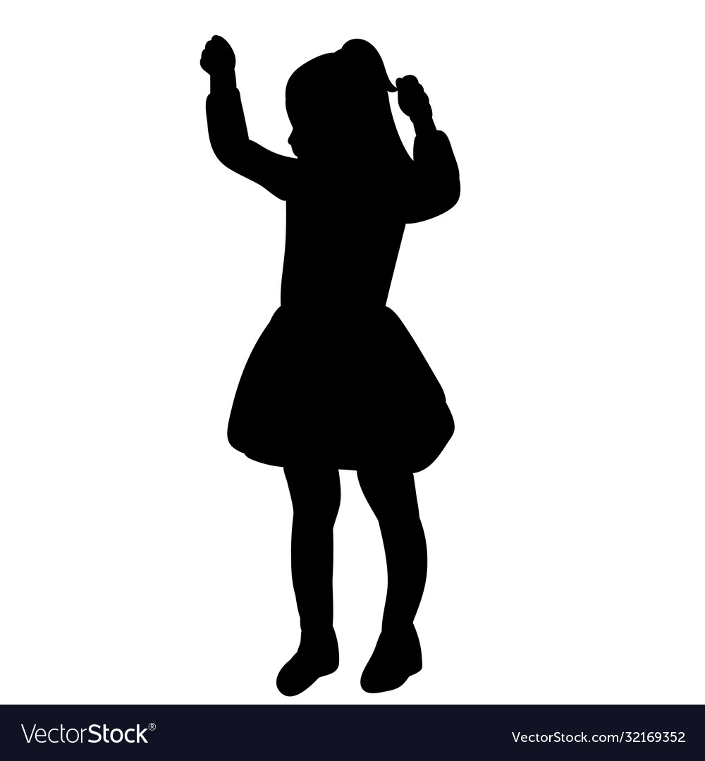 White background black silhouette a child girl