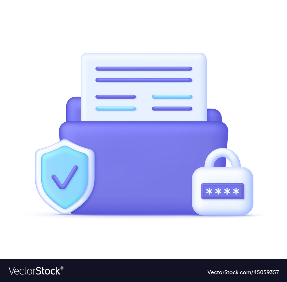 3d secure confidential files folder vector image 3d secure confidential files folder