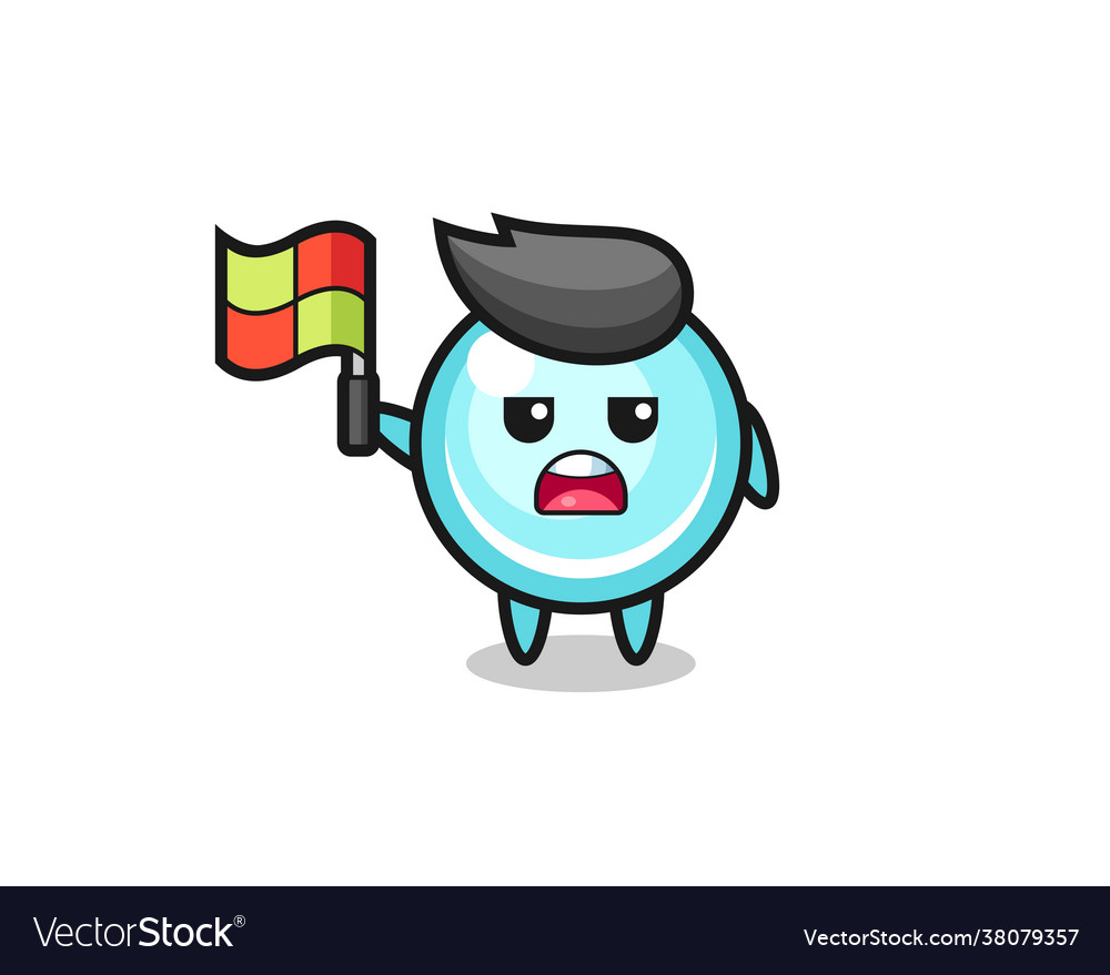 Bubble character as line judge putting flag up vector image Bubble character as line judge putting flag up