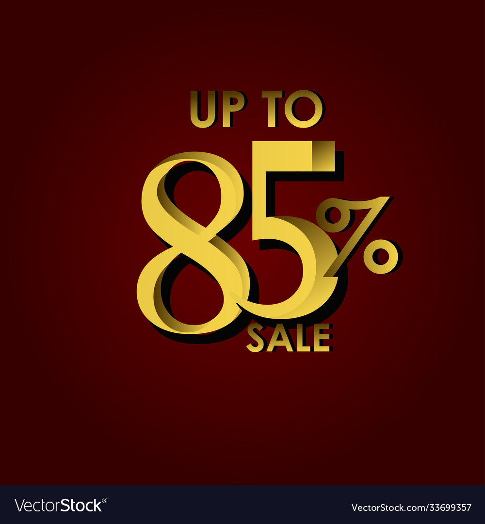 Discount sale label up to 85 red gold template Vector Image