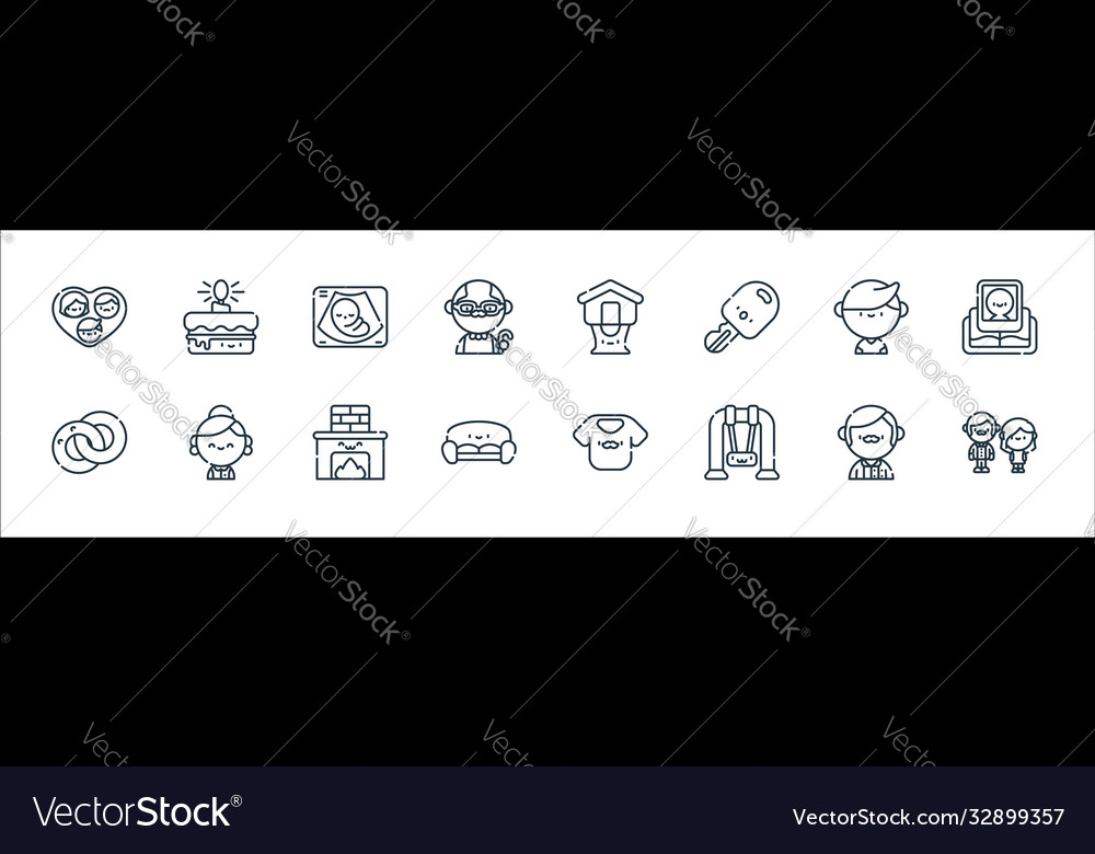 Family line icons linear set quality