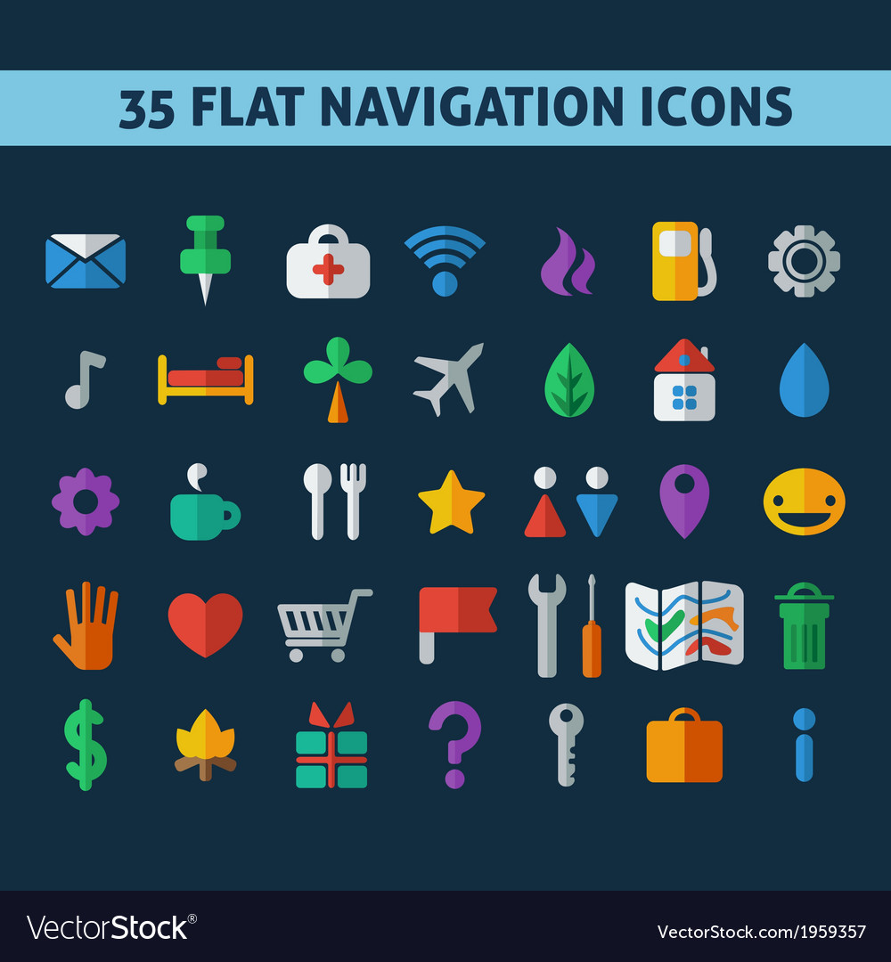 Flat Navigation Icons Set
