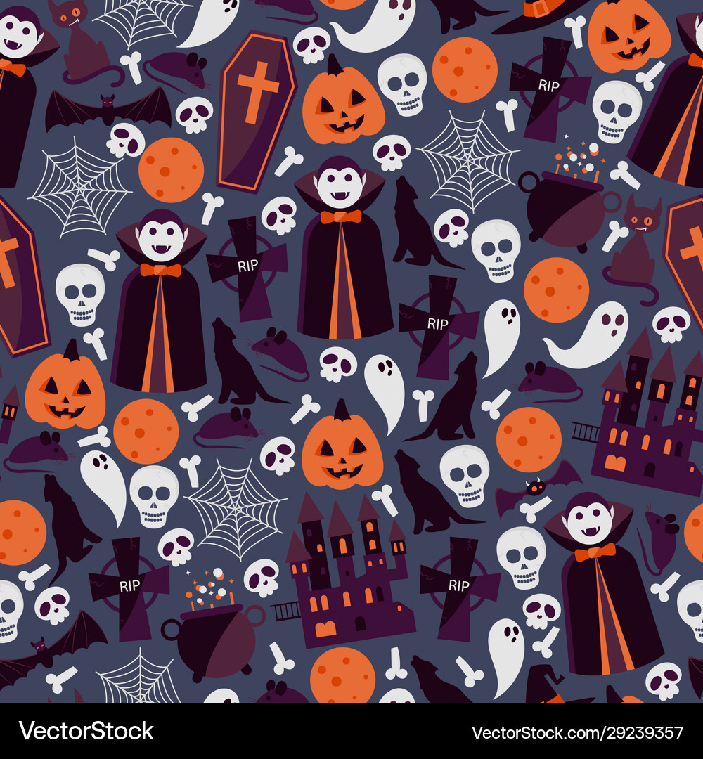 Halloween seamless pattern Royalty Free Vector Image