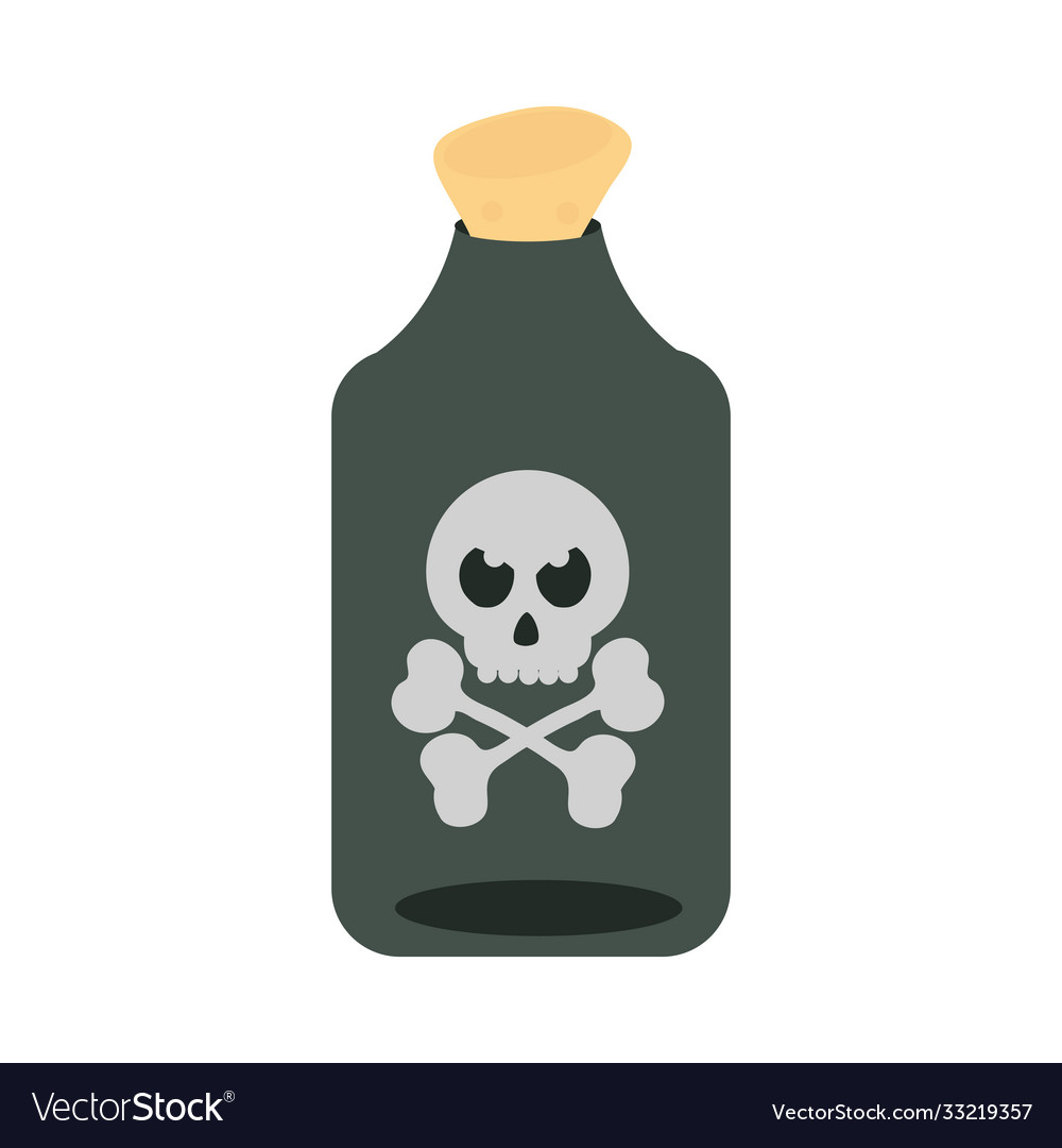 Happy halloween potion bottle with creepy skull