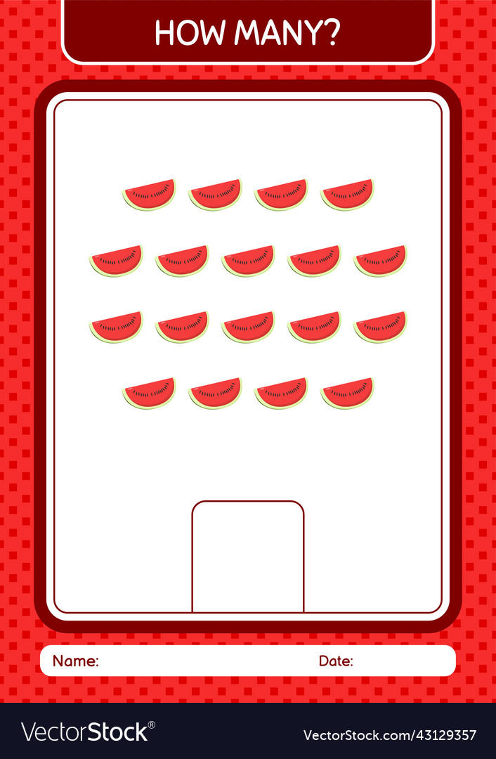 How many counting game with watermelon worksheet vector image How many counting game with watermelon worksheet