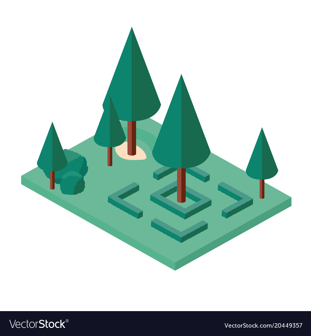 Mini Wald Bäume isometrische Ikonen