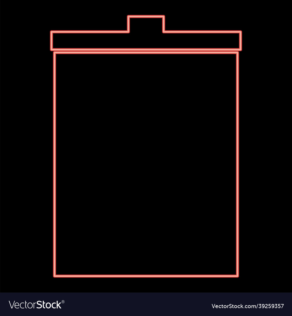 Neon trash bucket red color flat style image