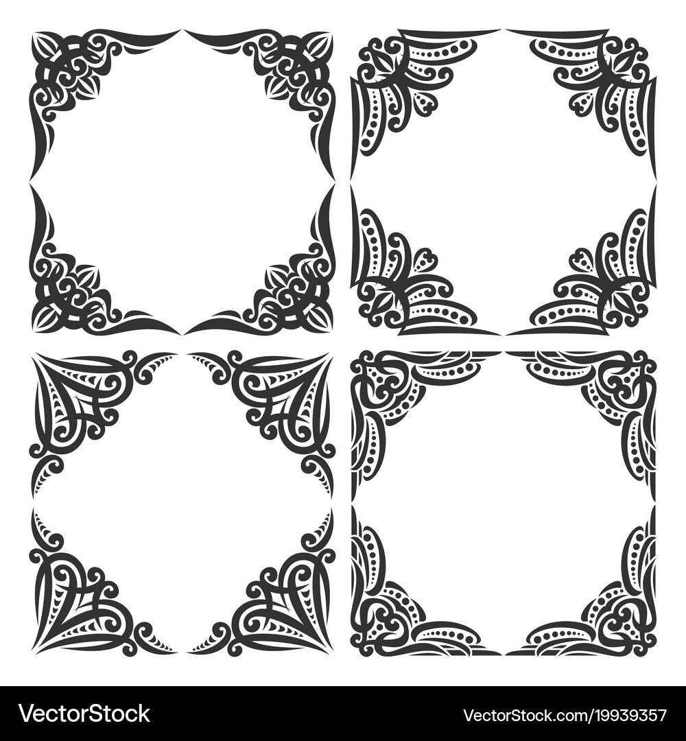 Set decorative black frames Royalty Free Vector Image