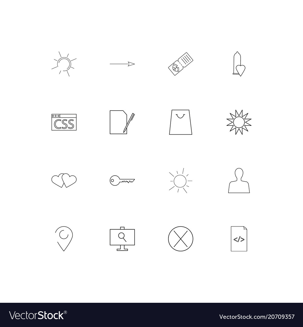 Signs and symbols simple linear icons set