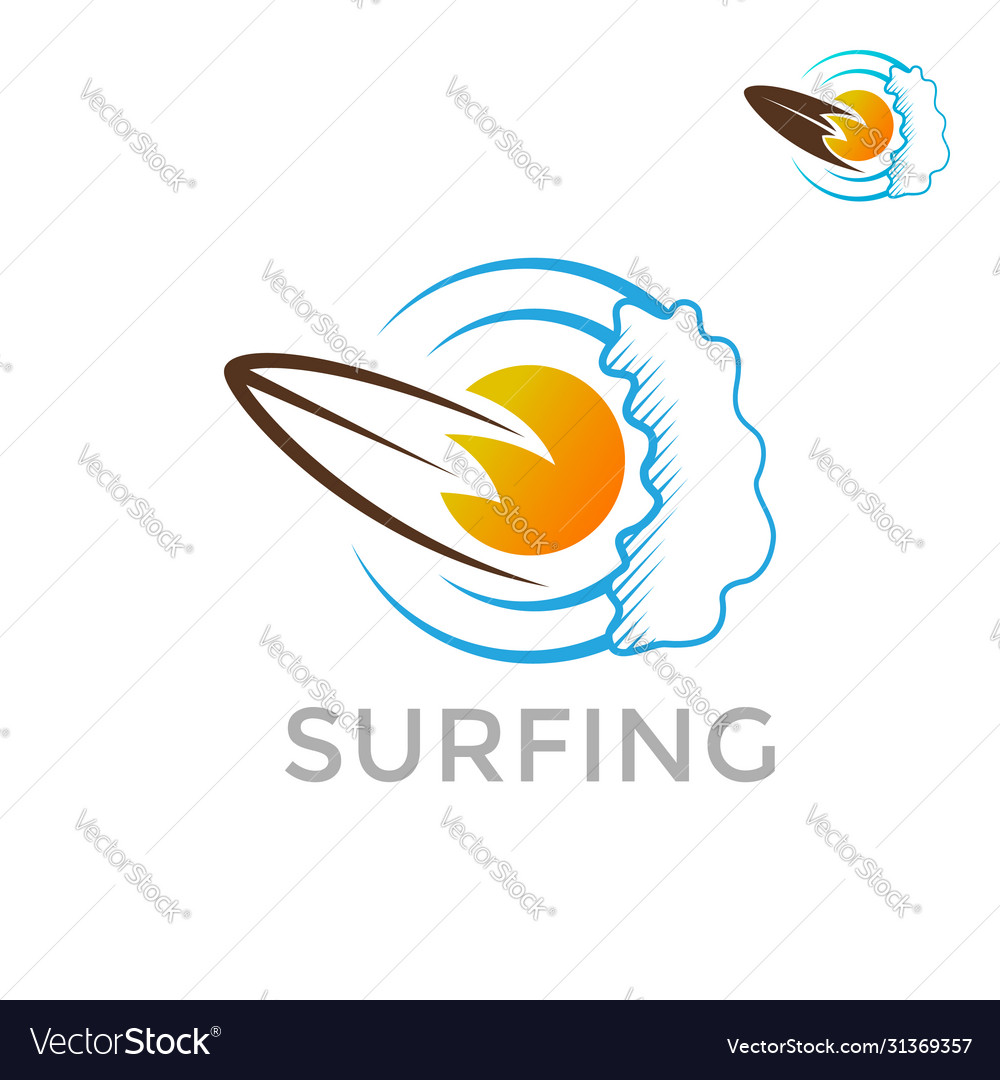 Sugfing logo template on a white background sea