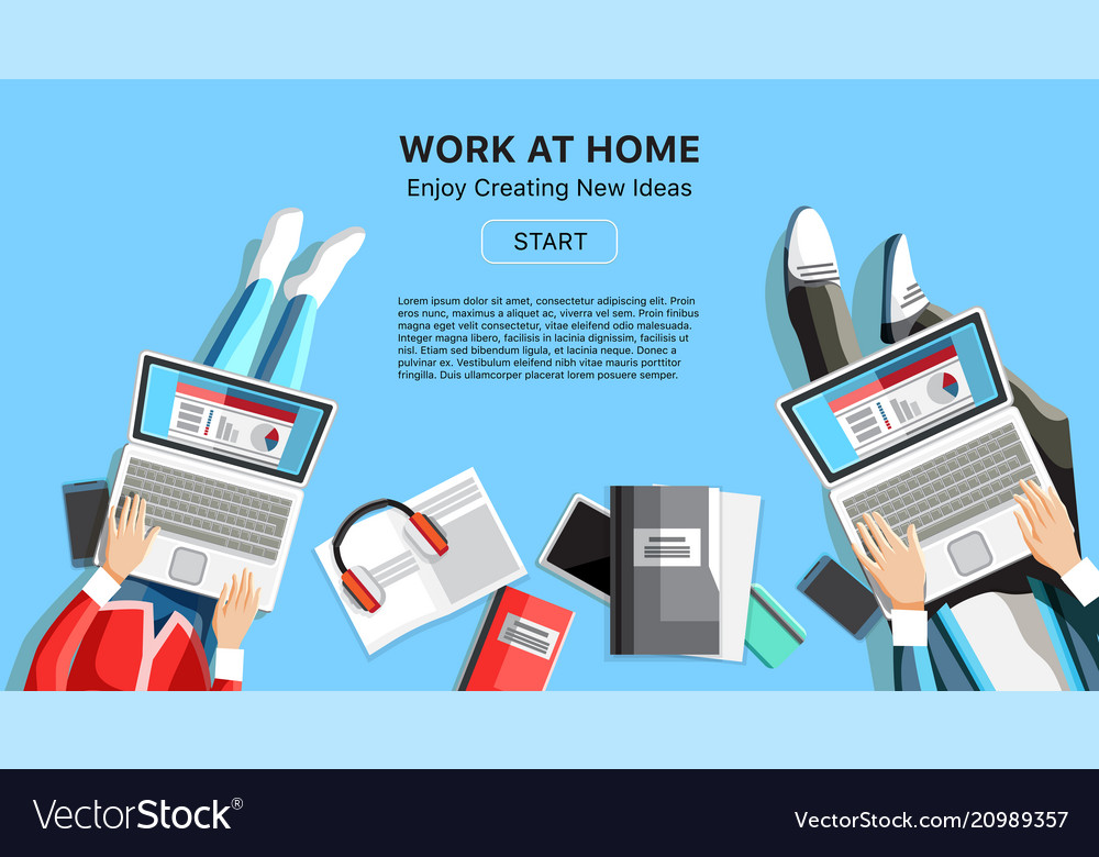 Work At Home Business Banner With People Vector Image