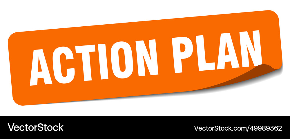 Action plan sticker label Royalty Free Vector Image