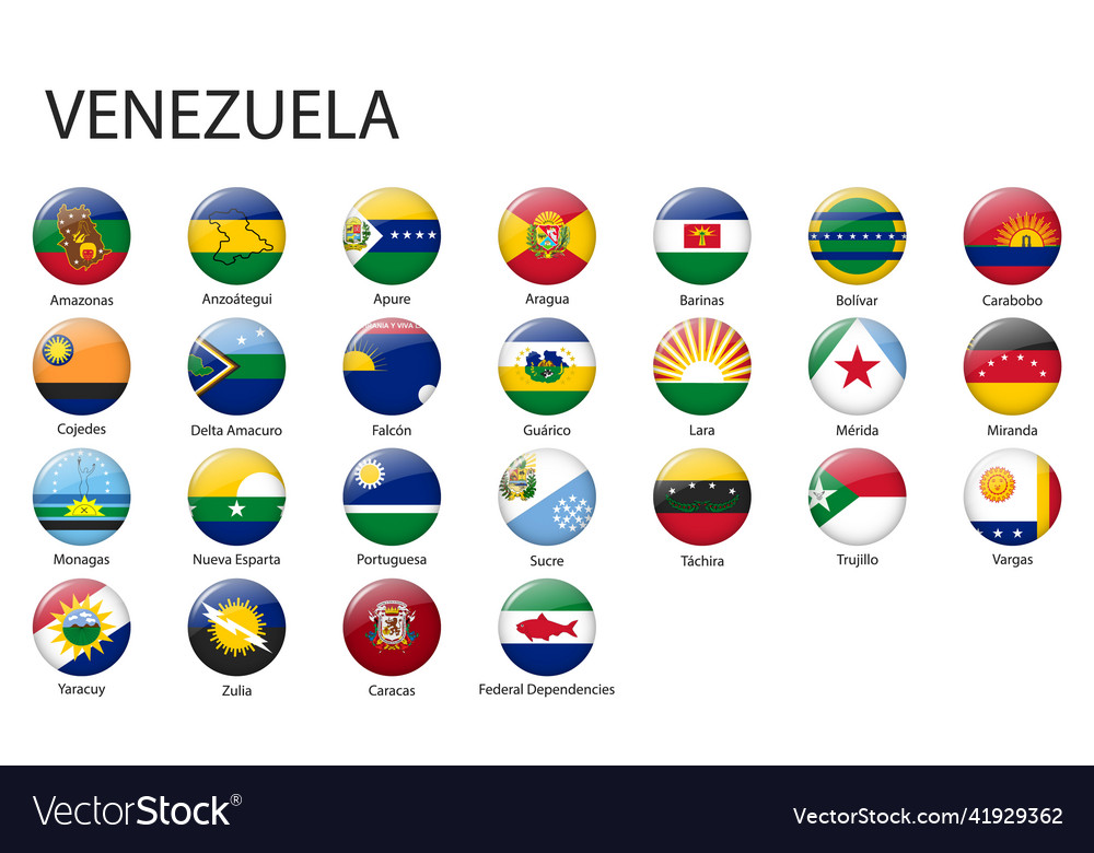 All flags of regions venezuela Royalty Free Vector Image