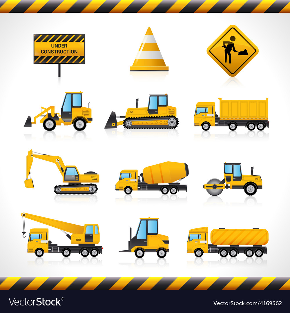 Construction machines set Royalty Free Vector Image