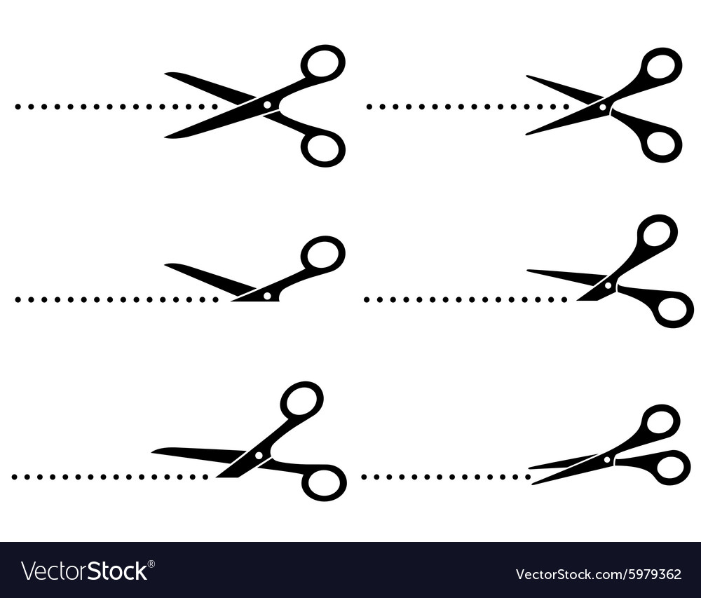 White Scissors Icon Cutting Dotted Points Stock Vector (Royalty