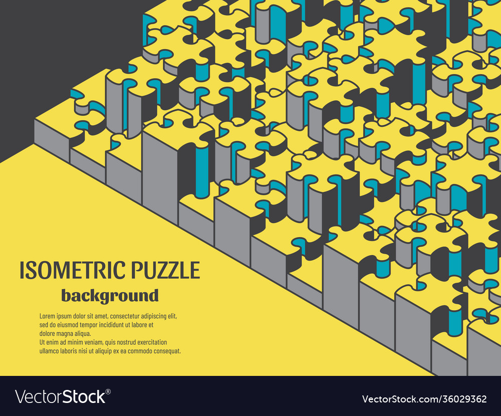 Jigsaw puzzle isometric background with many