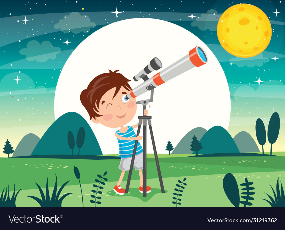 kid with telescope