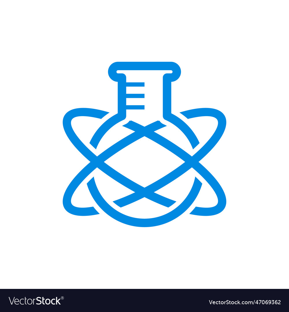 Lab tube atom line modern creative logo Royalty Free Vector