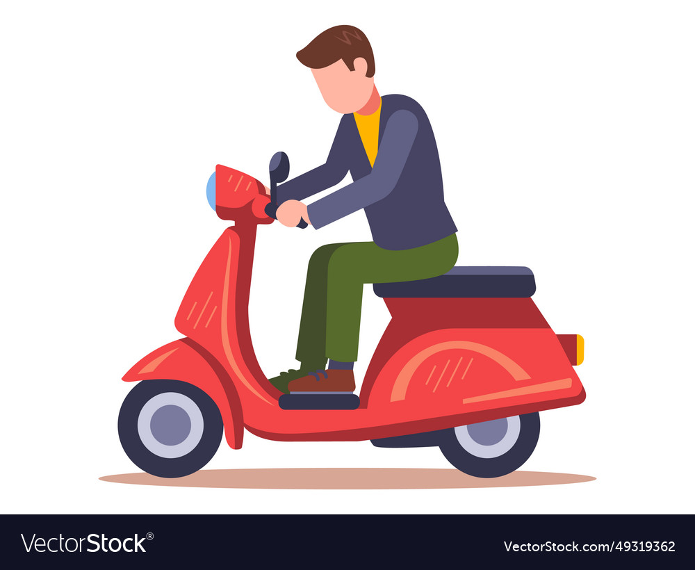 Man on a red moped