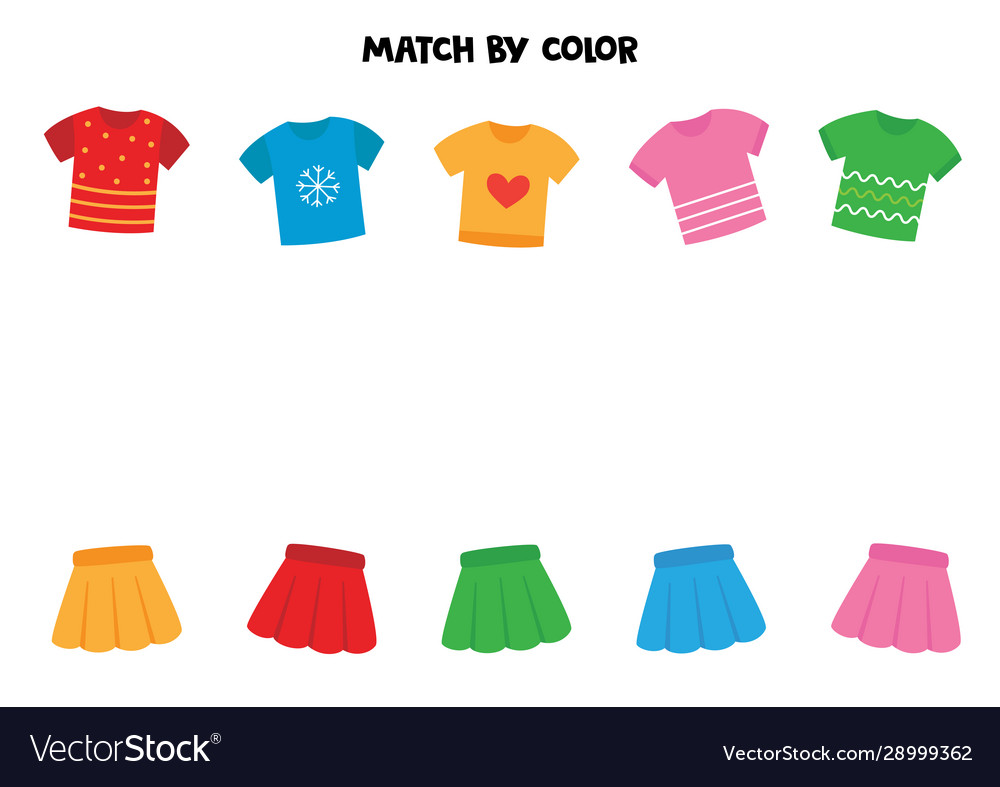 Match t shirts and girl skirts color game Vector Image