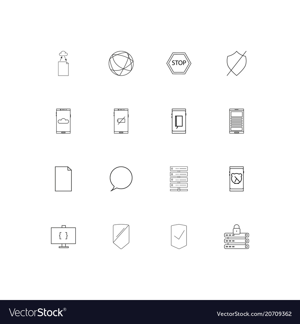Network and database simple linear icons set