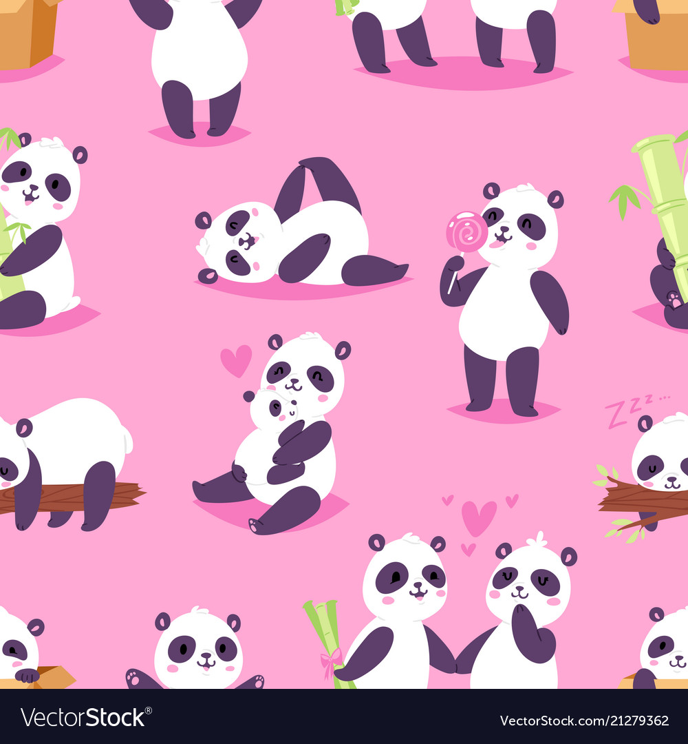 Panda bearcat or chinese bear with bamboo vector image Panda bearcat or chinese bear with bamboo