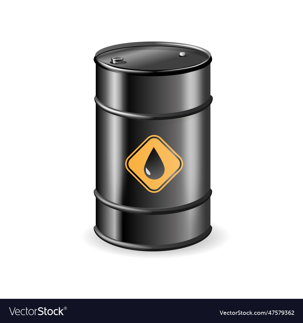 Realistic Black Metal Oil Fuel Gasoline Barrel Vector Image