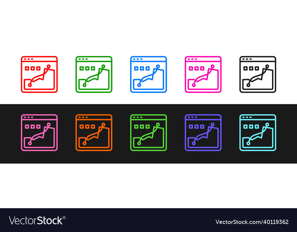 Set line histogram graph photography icon isolated