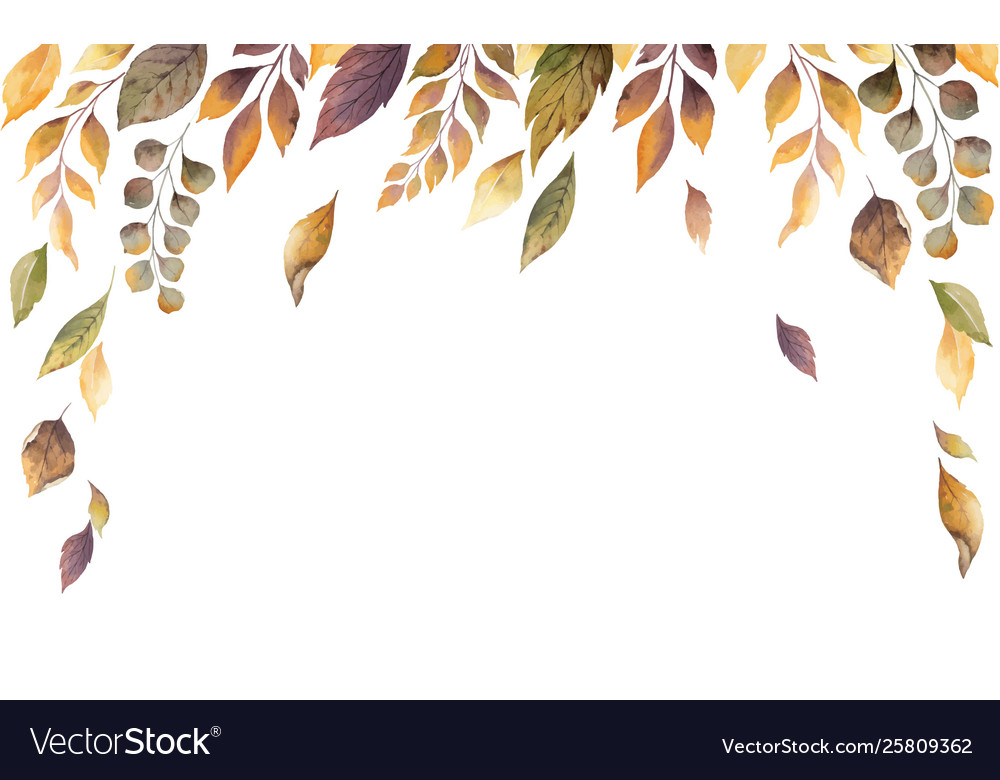Watercolor autumn card with fallen leaves vector image Watercolor autumn card with fallen leaves