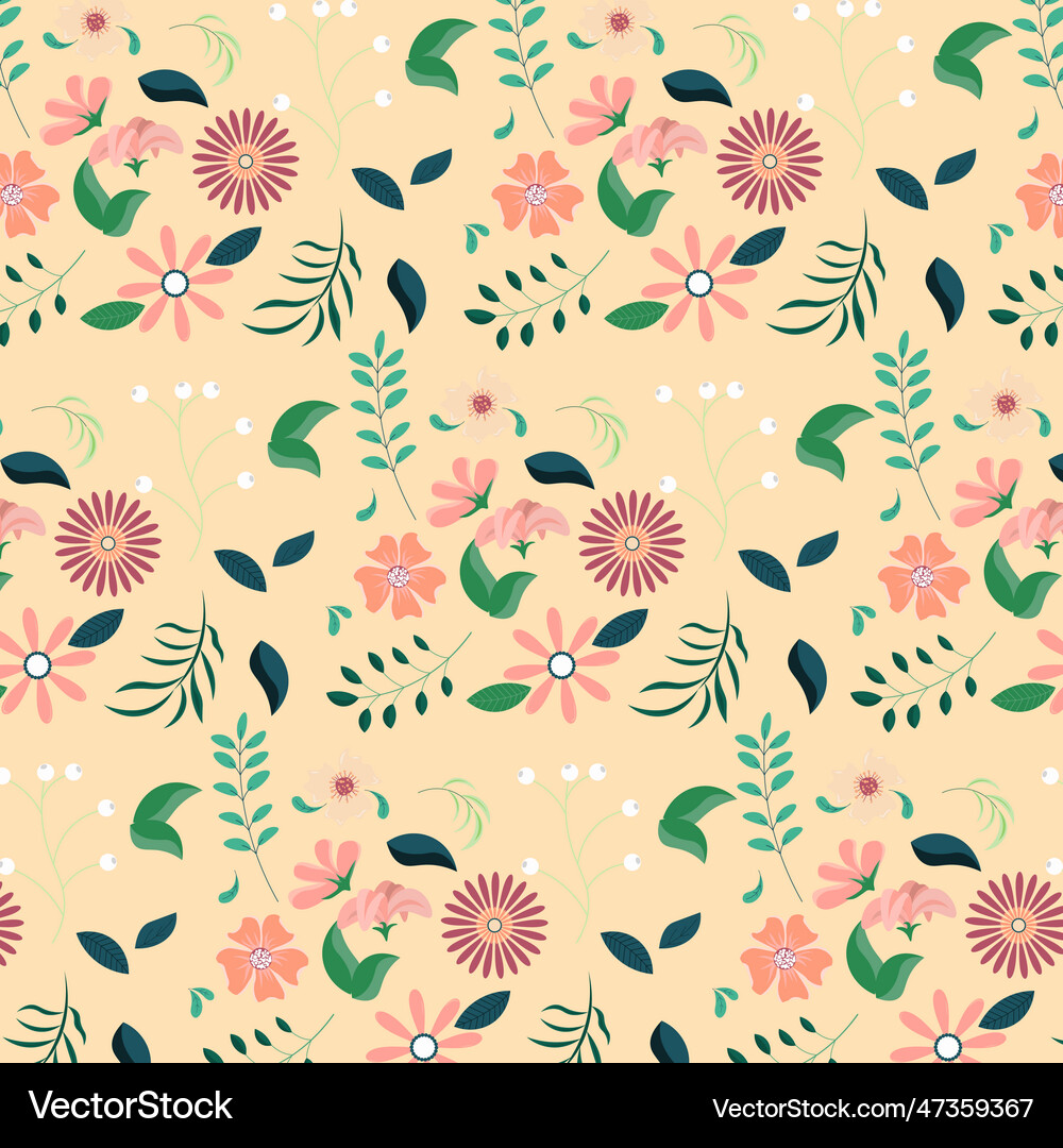 Abstract flat hand draw floral pattern background Vector Image