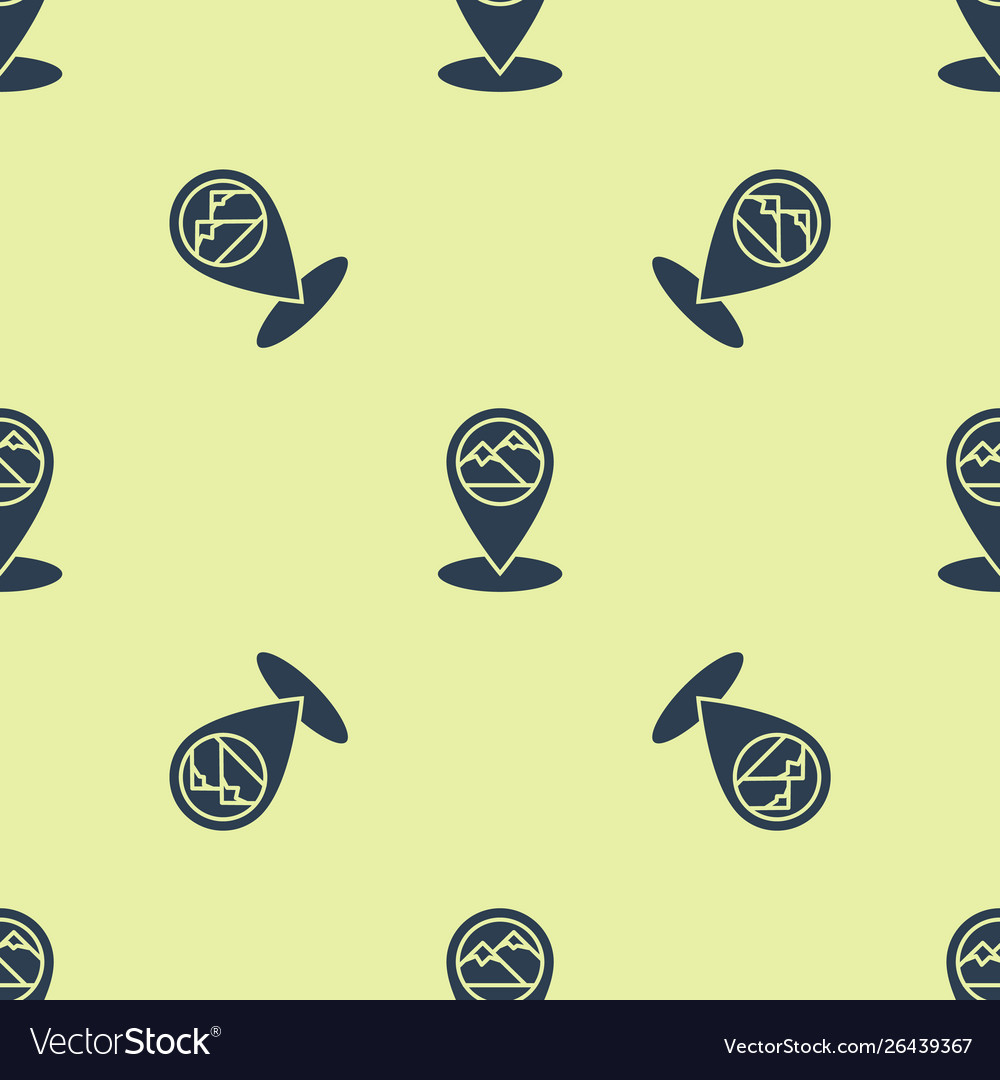 Blue map pointer with mountain icon isolated vector image Blue map pointer with mountain icon isolated