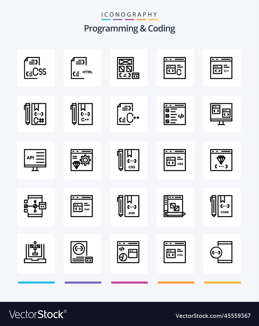 Creative programming and coding 25 outline icon