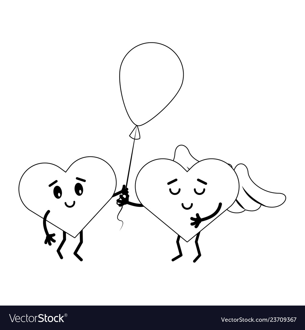 Cute hearts in love cartoons vector image Cute hearts in love cartoons