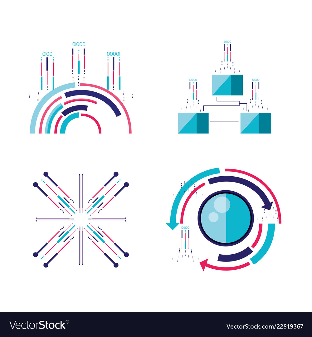 Data center service with set icons
