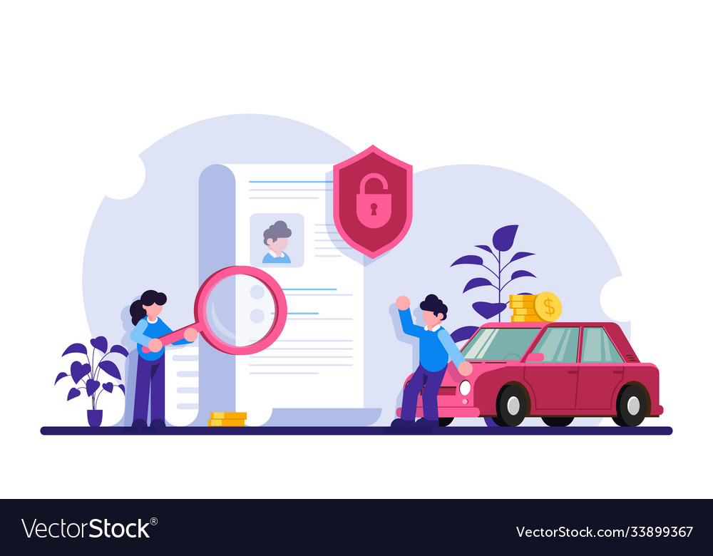 Document checking concept characters make a deal vector image Document checking concept characters make a deal