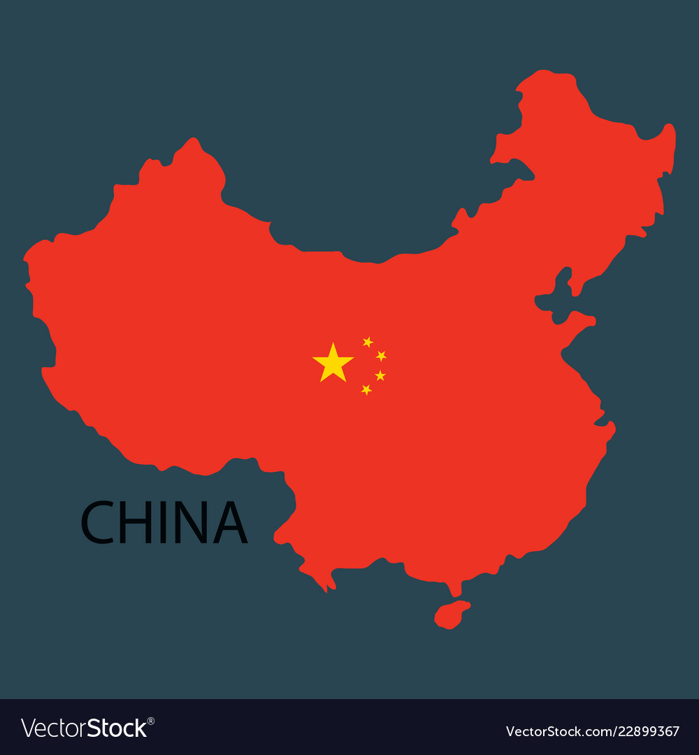 Flag map republic china Royalty Free Vector Image