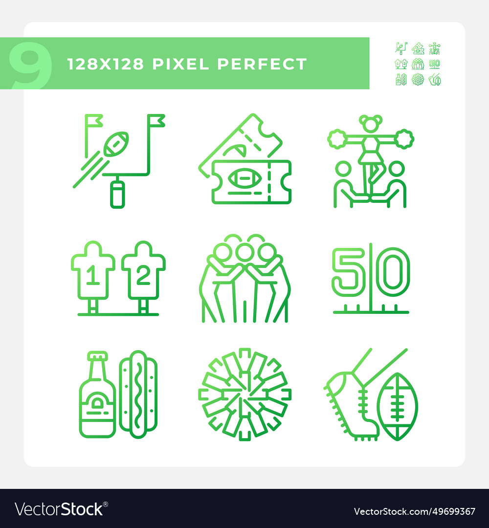 Game day gradient linear icons set vector image Game day gradient linear icons set