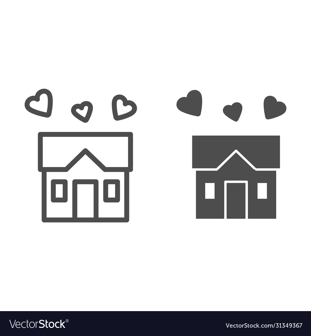 House full love line and solid icon sweet home