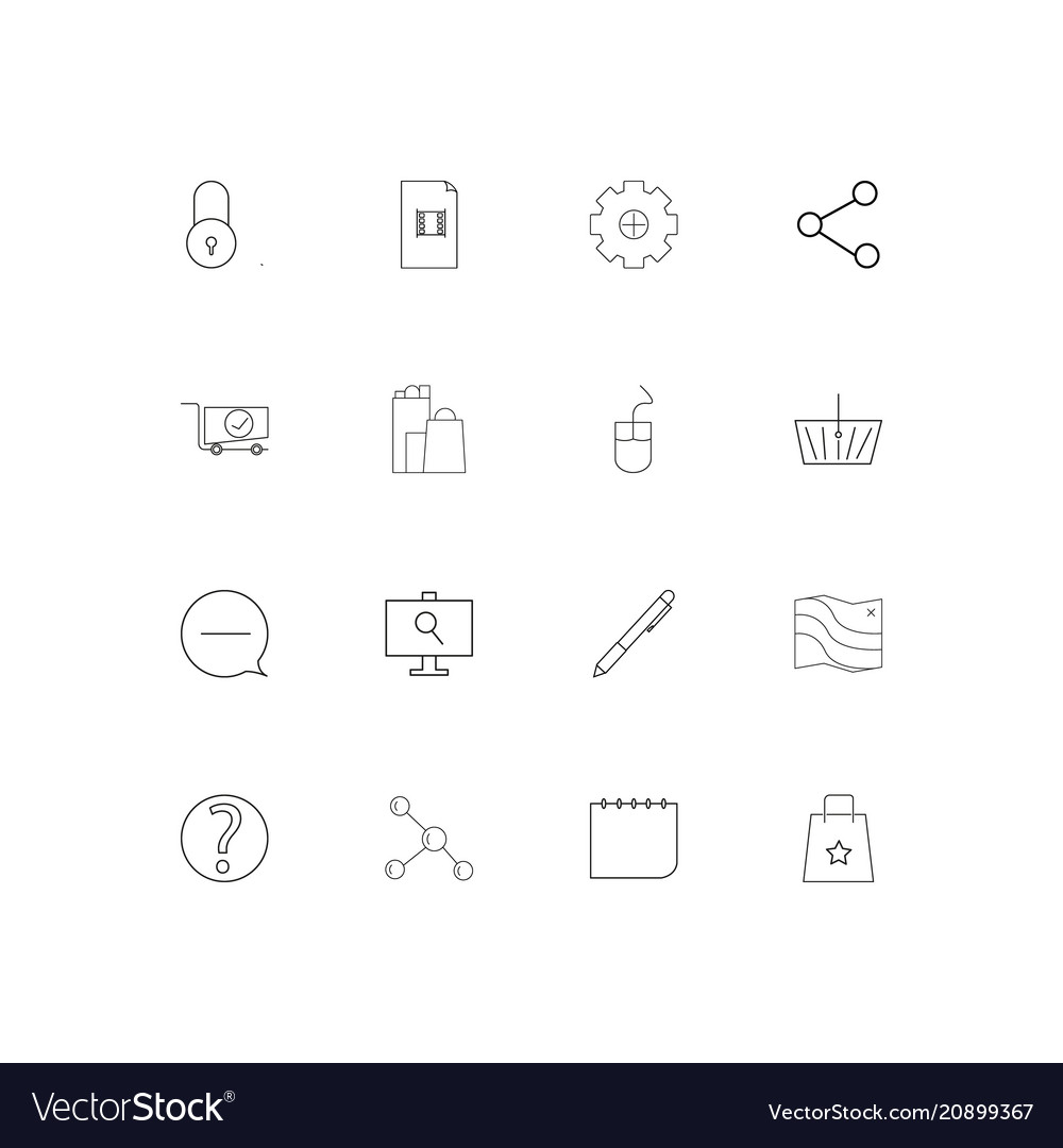 Interface linear thin icons set outlined simple
