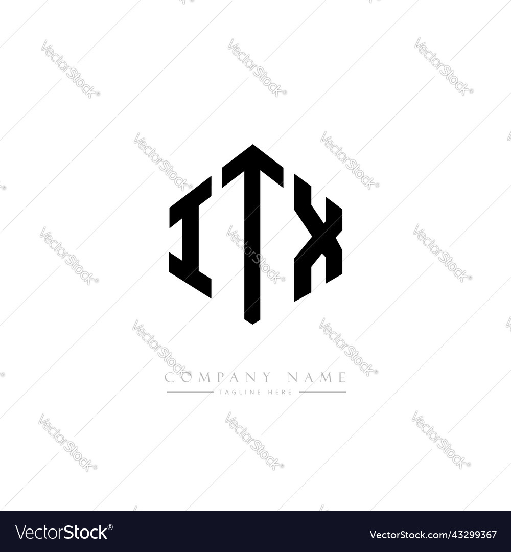 Itx letter logo design with polygon shape