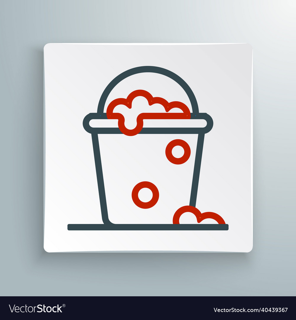 Line bucket with foam and bubbles icon isolated vector image Line bucket with foam and bubbles icon isolated