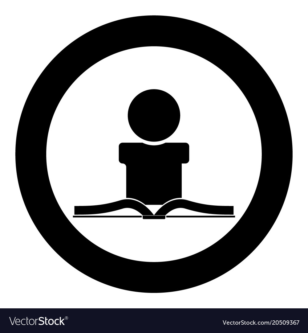 Man reading book icon black color in circle