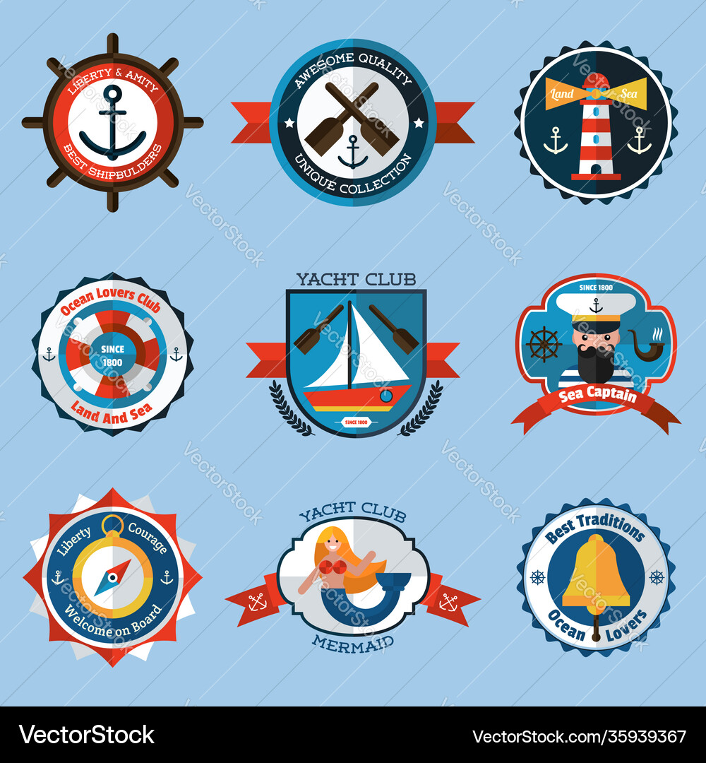 Nautical labels set Royalty Free Vector Image - VectorStock