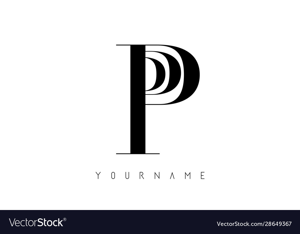 P letter logo with graphic elegant black lines Vector Image